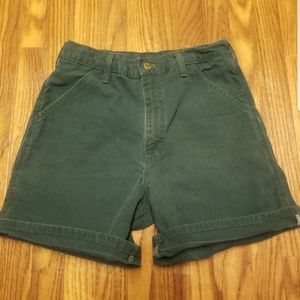 Carhartt dark green canvas shorts